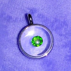 Brilliant Green Chrome Diopside within a New Stainless Steel Keepsake Locket